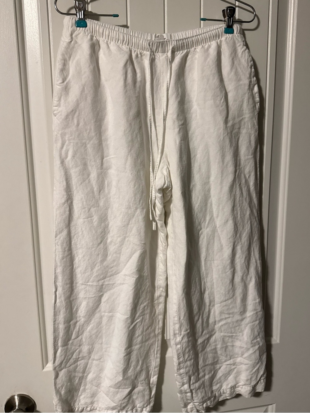 Loft Women’s White Linen Drawstring Pants Sz small
